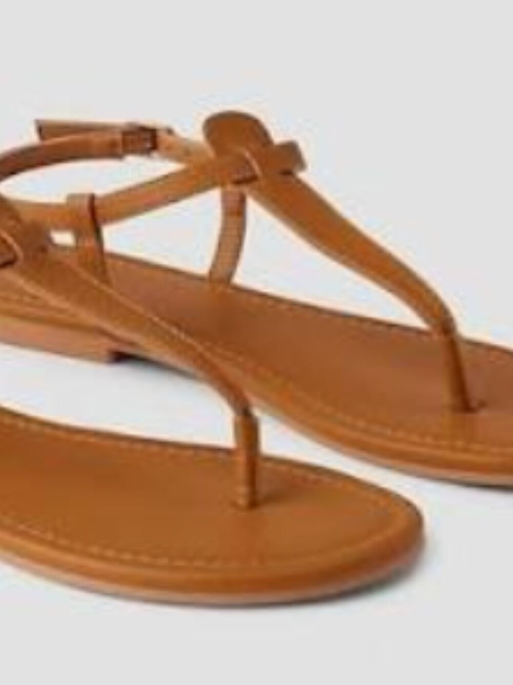 GAP Vegan Leather T-Strap Sandals in Cognac Brown, size 8